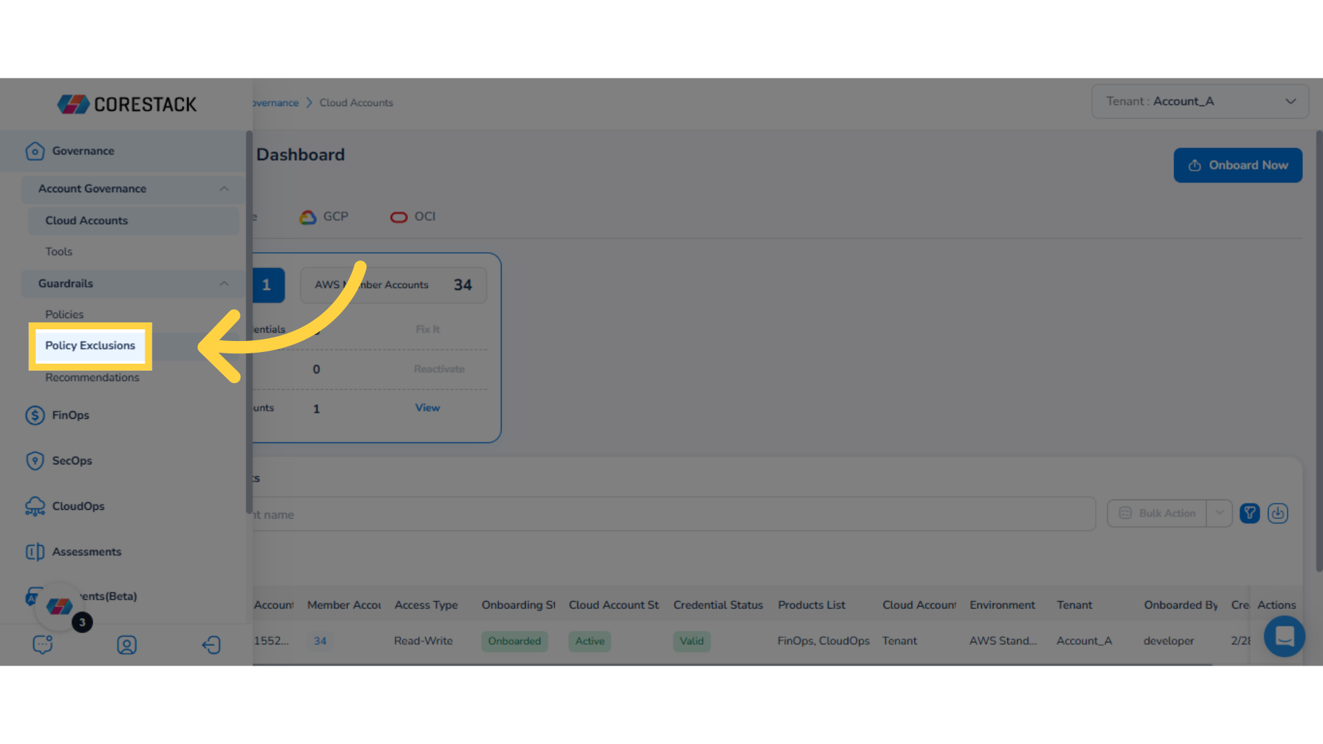 Click 'Policy Exclusions'.