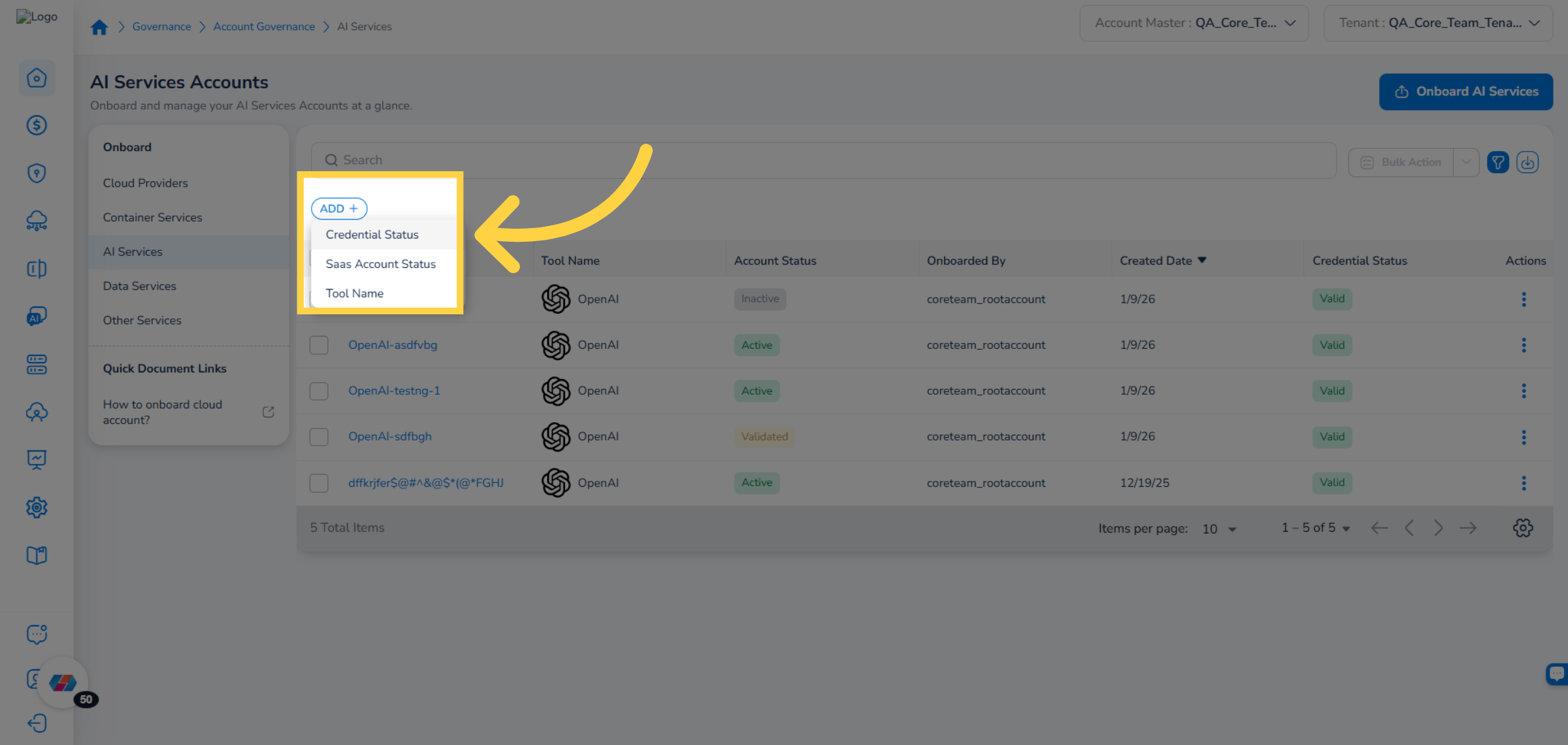 Select Credential Status