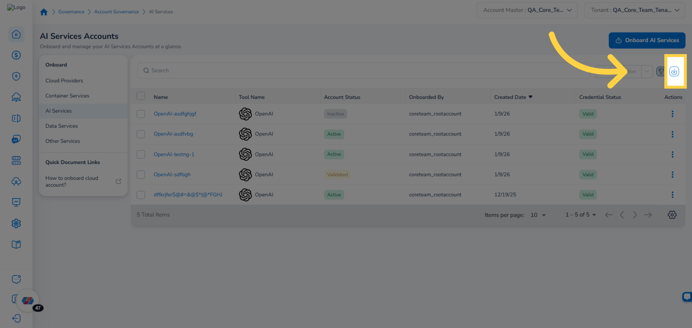 Download Account Details
