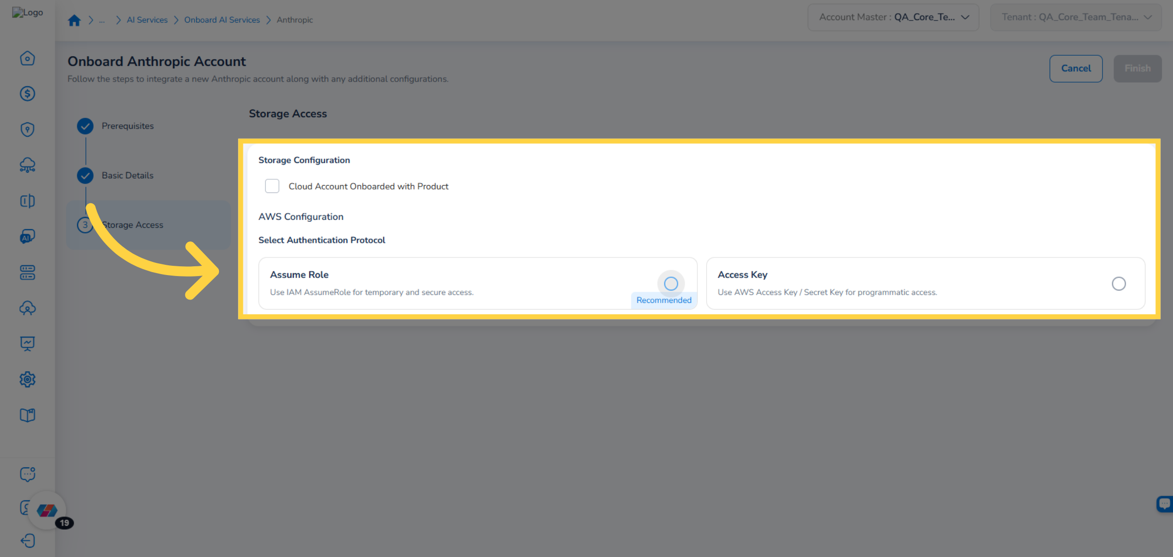 Cloud Account Onboarded with Product Checkbox Not Selected