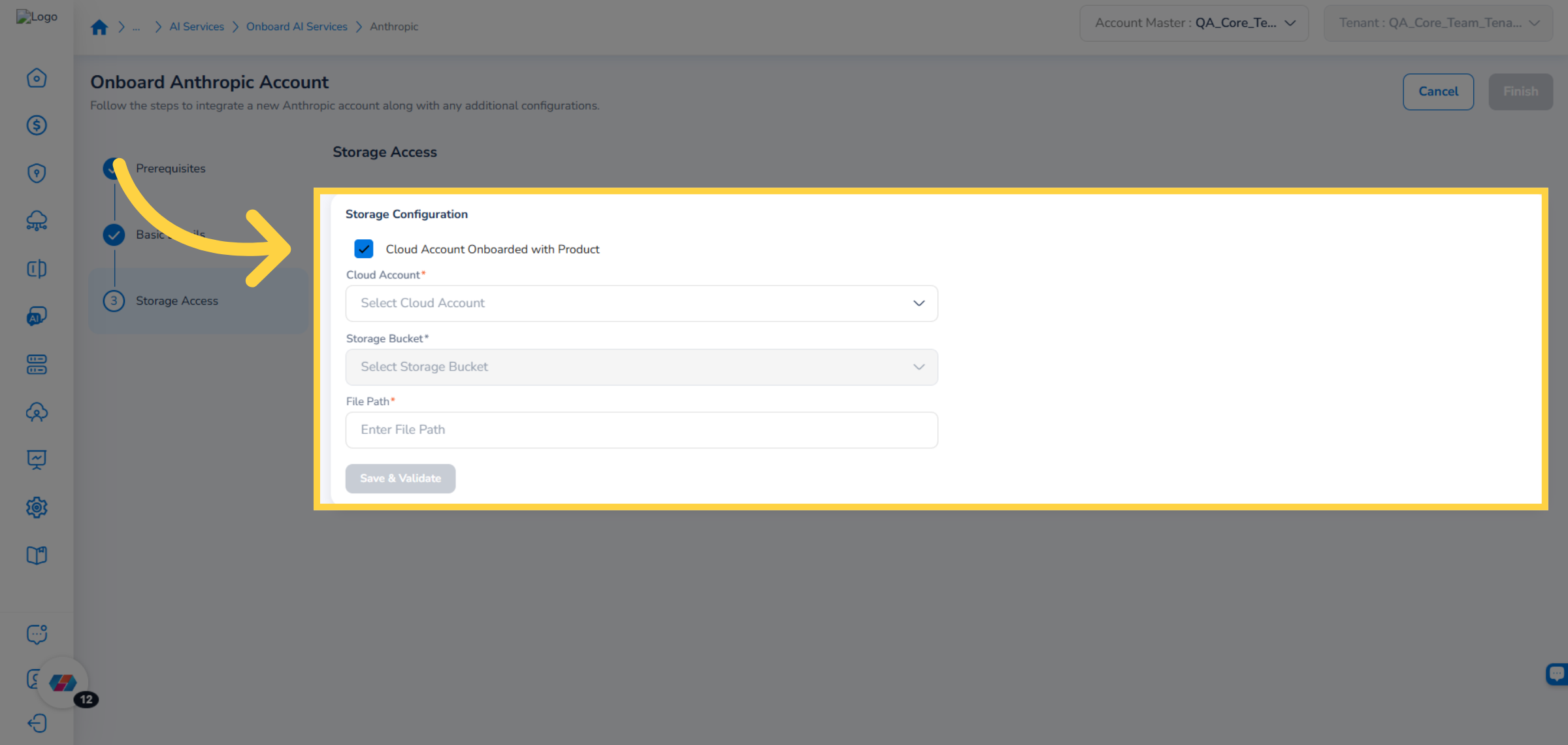 Cloud Account Onboarded with Product Checkbox Enabled