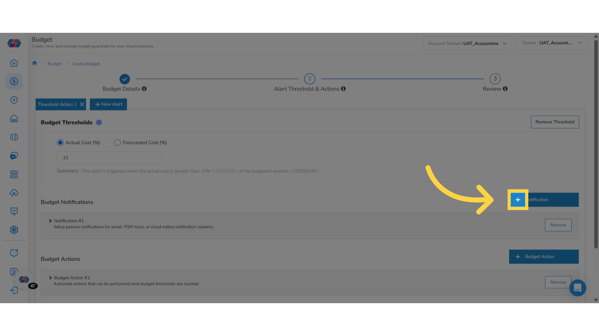 Add Budget Notification
