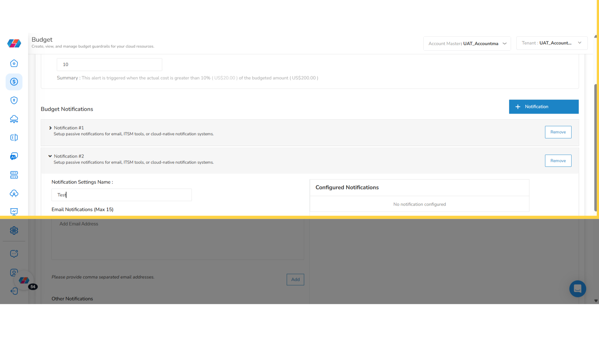 Enter 'Notification Settings Name'