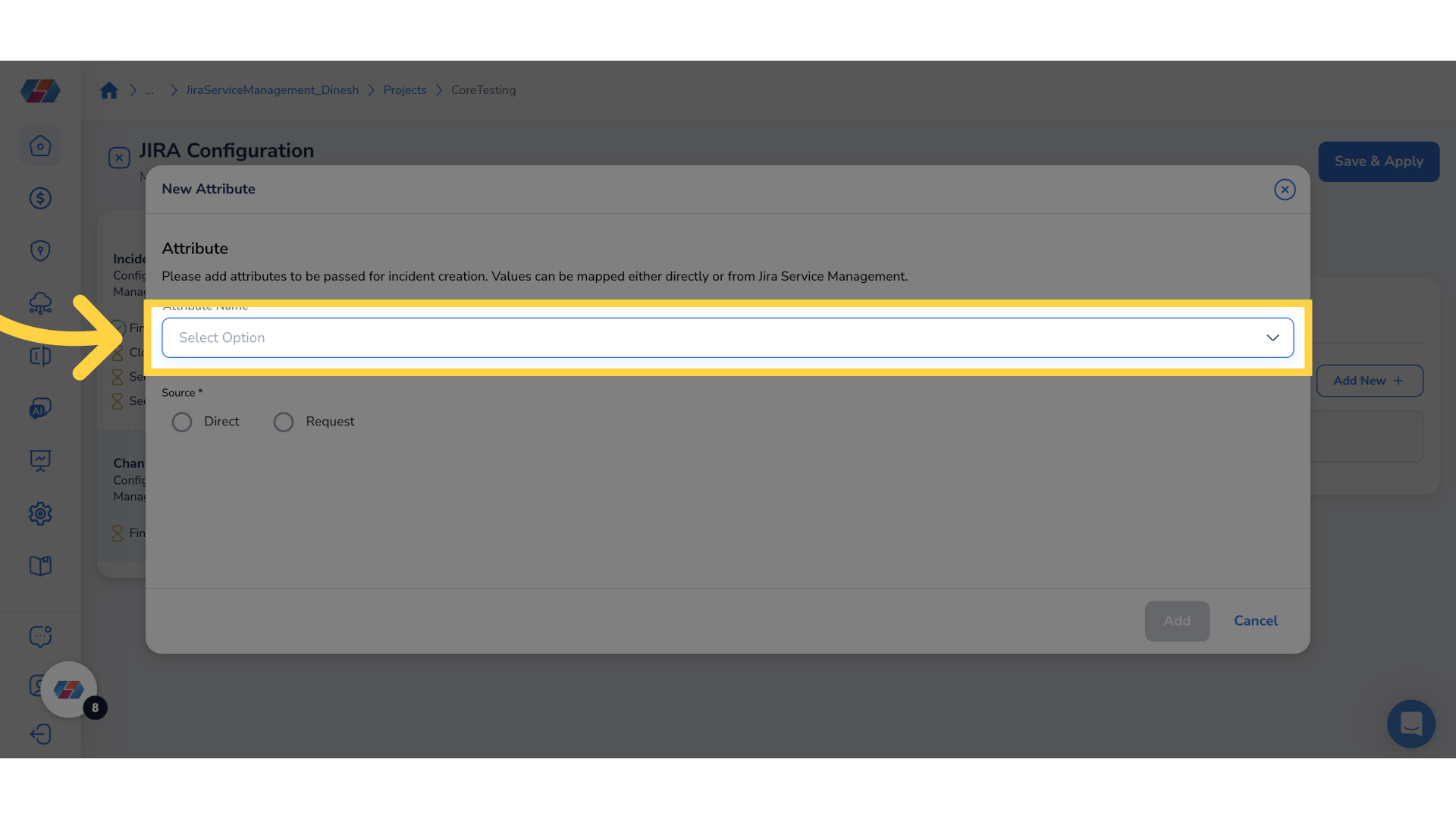 Click 'Attribute Name' List