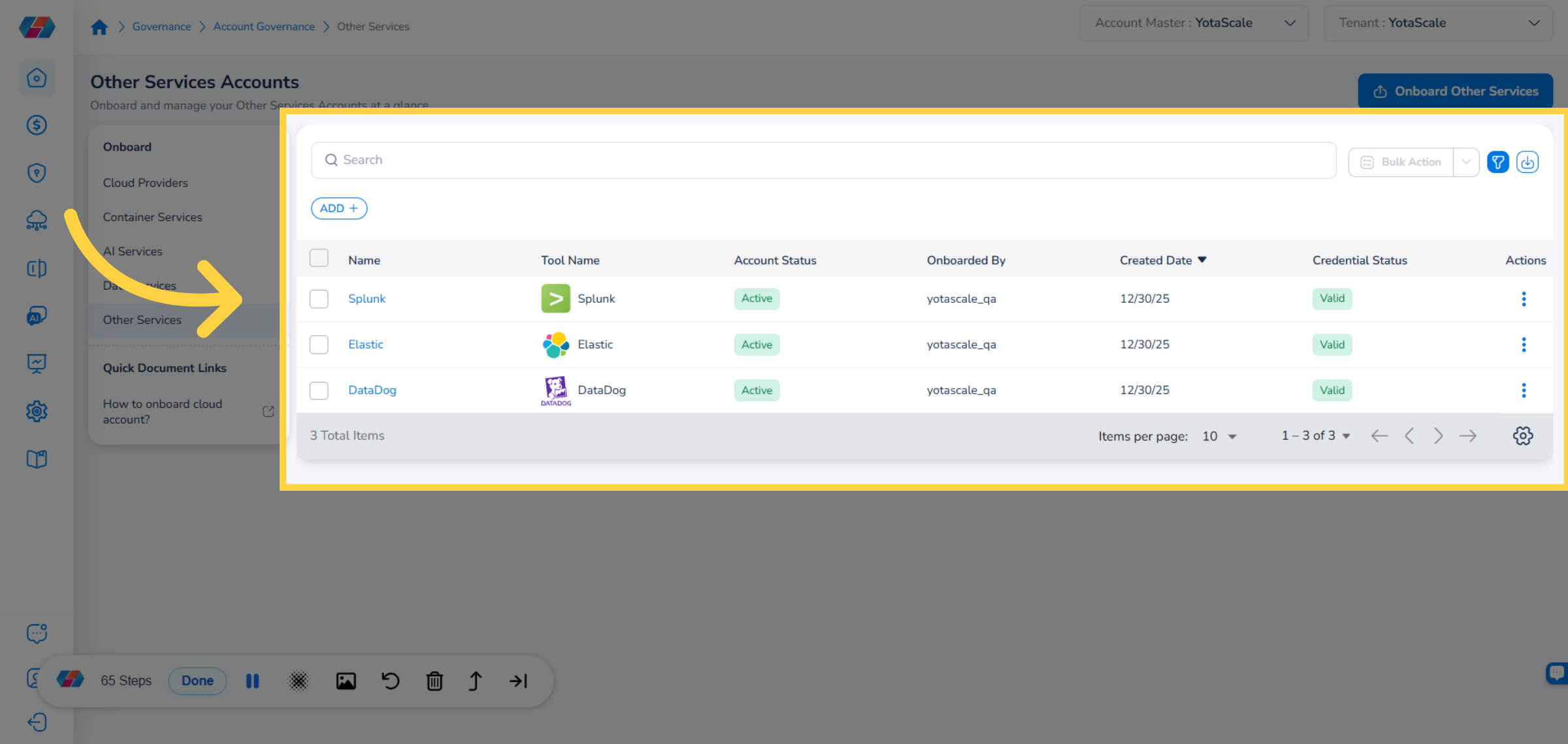 View the Tool Account