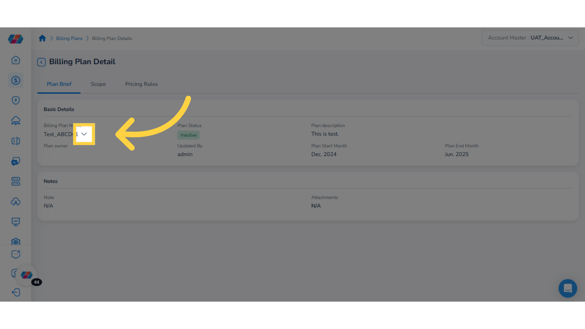 Billing Plan Detail Page