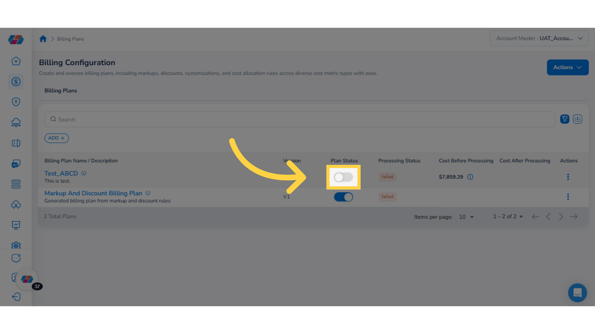 Enable/Disable 'Plan Status'
