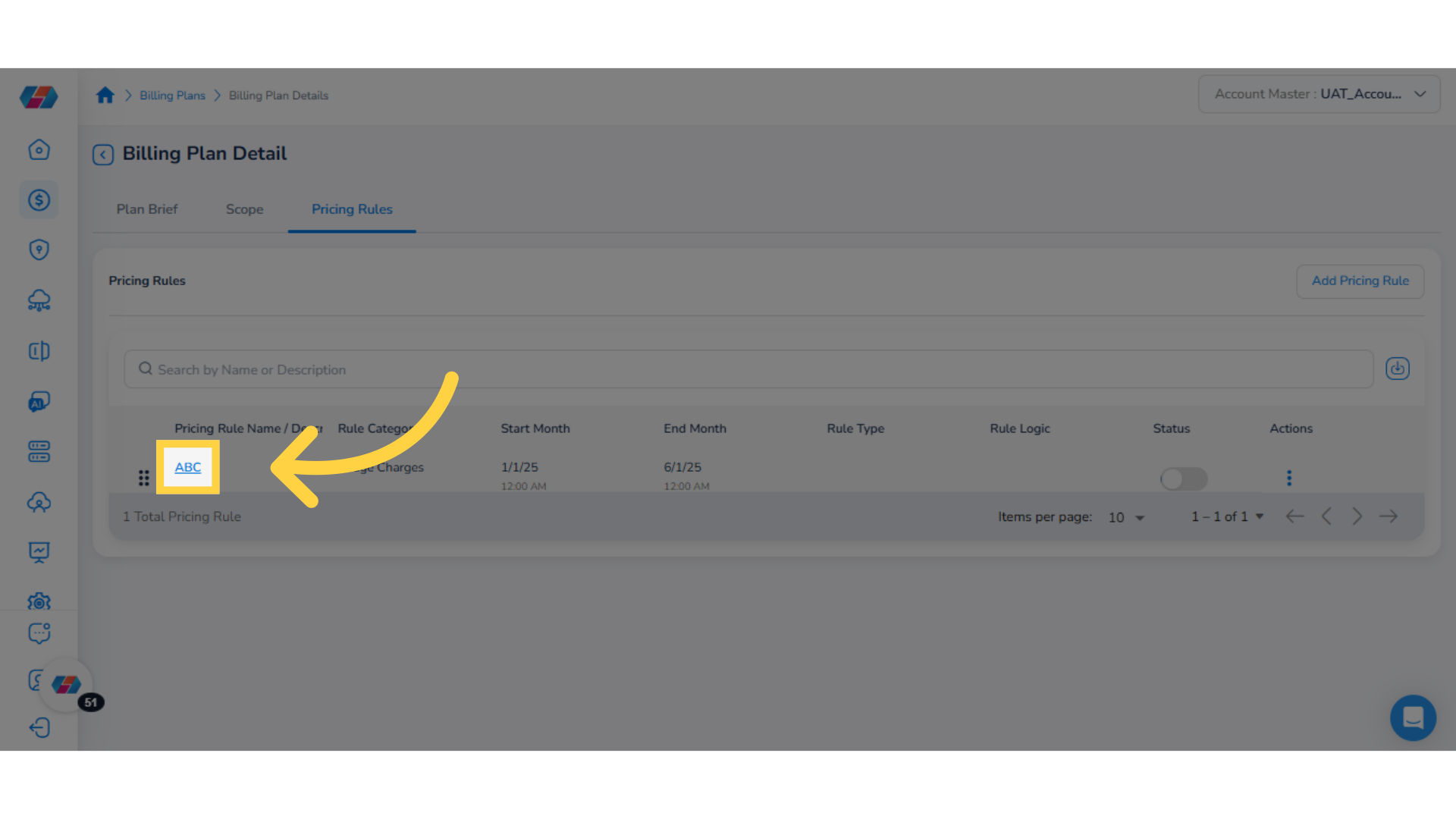 View Pricing Rule Details