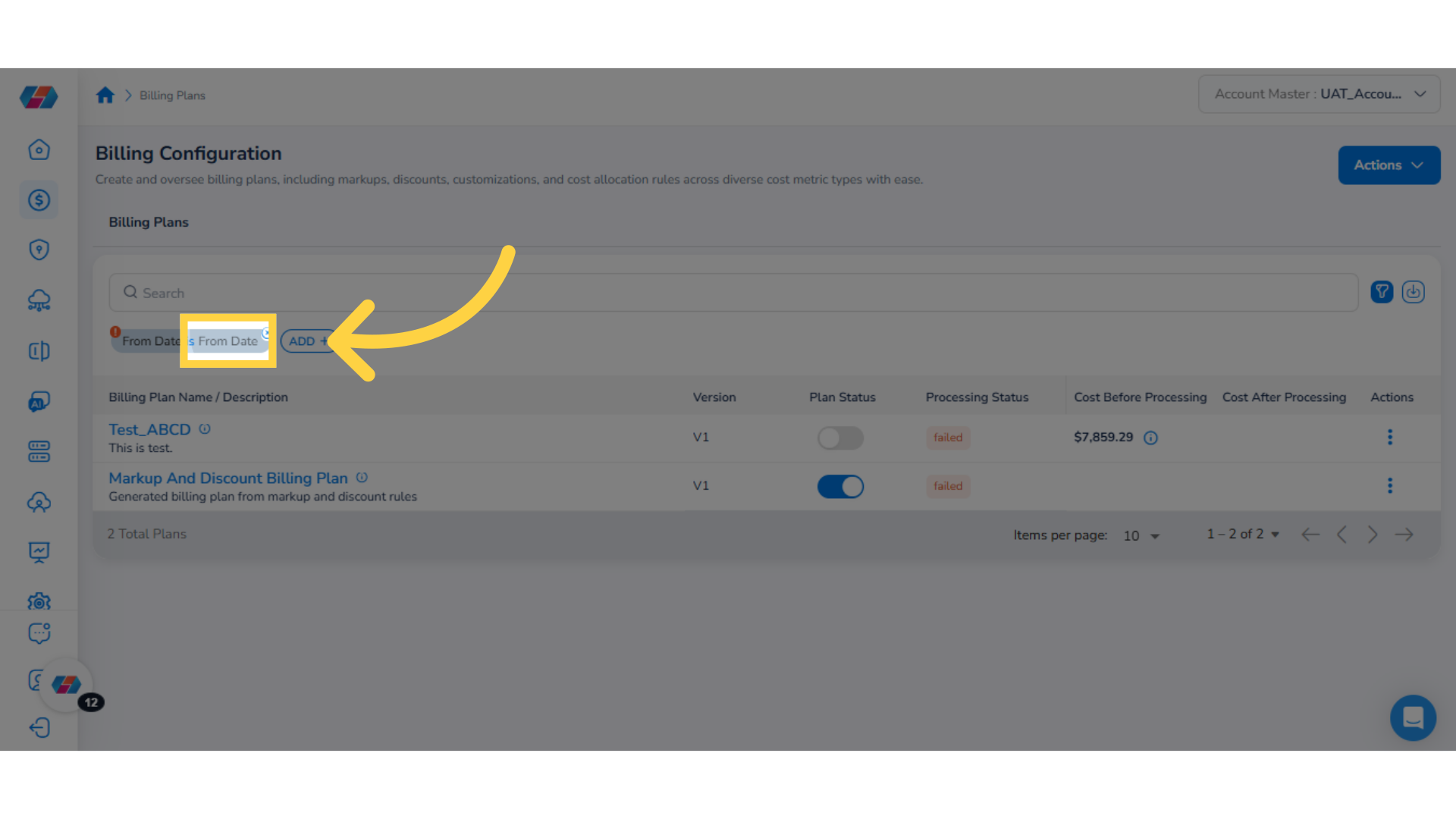 Click the drop-down for 'From Date'