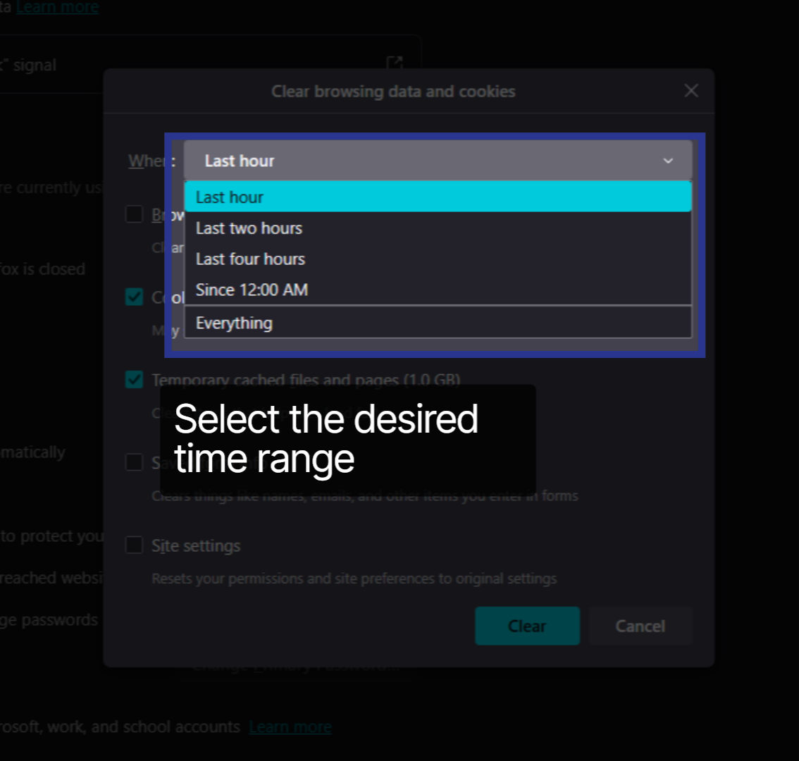 Select the time range