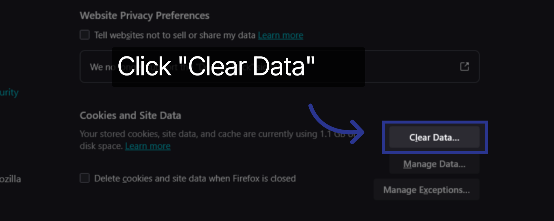 Click Clear Data