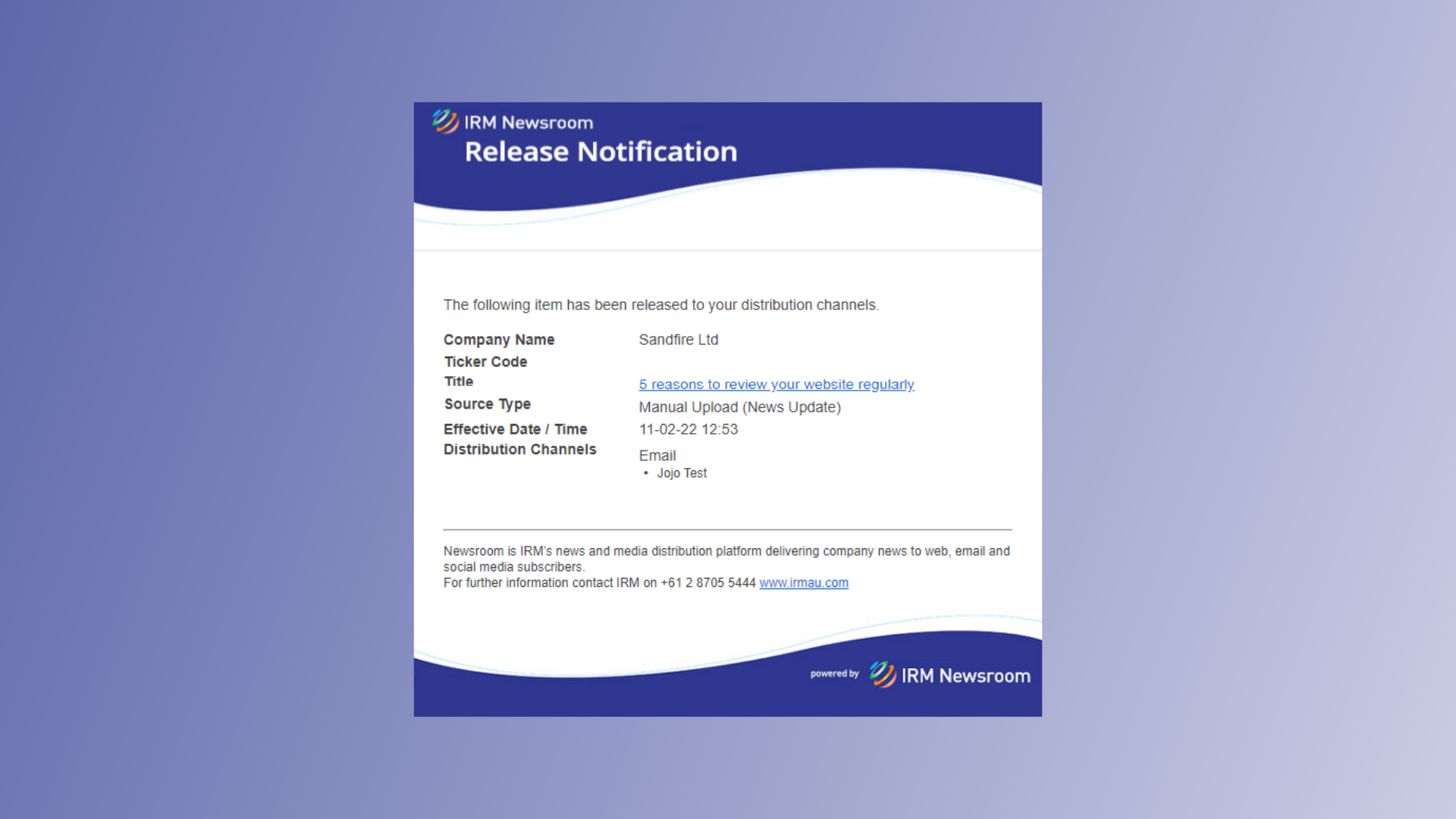 Email notification