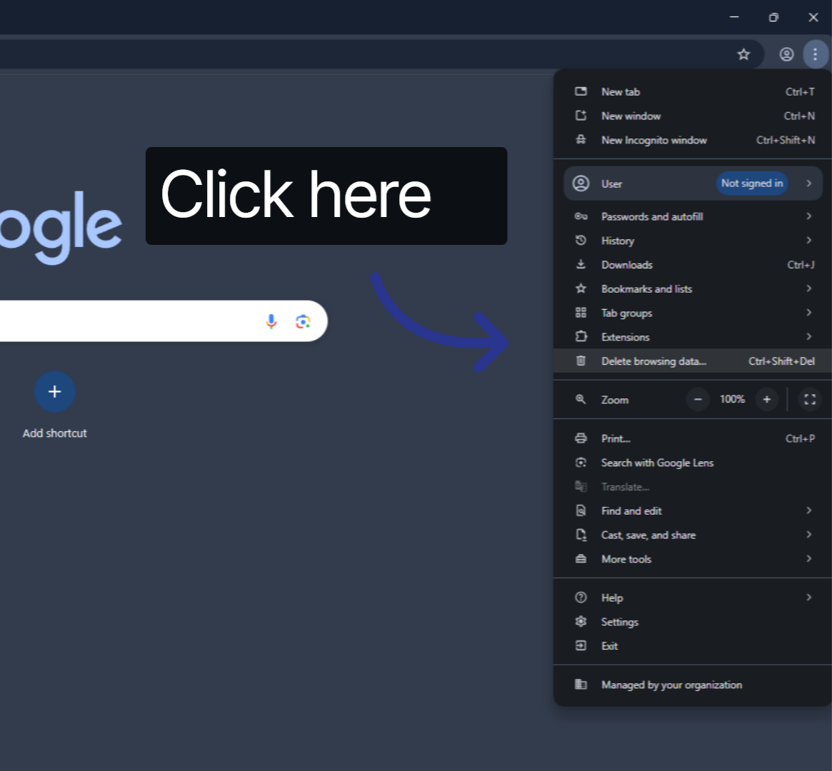 Select Delete Browsing data