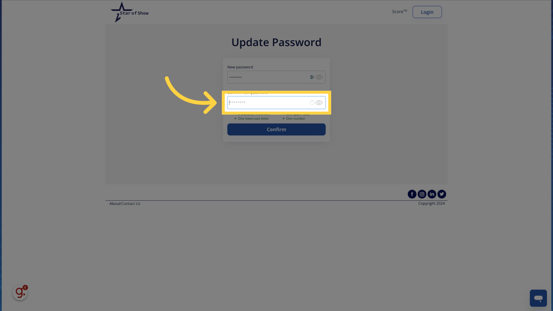 Confirm your new password by retyping it.