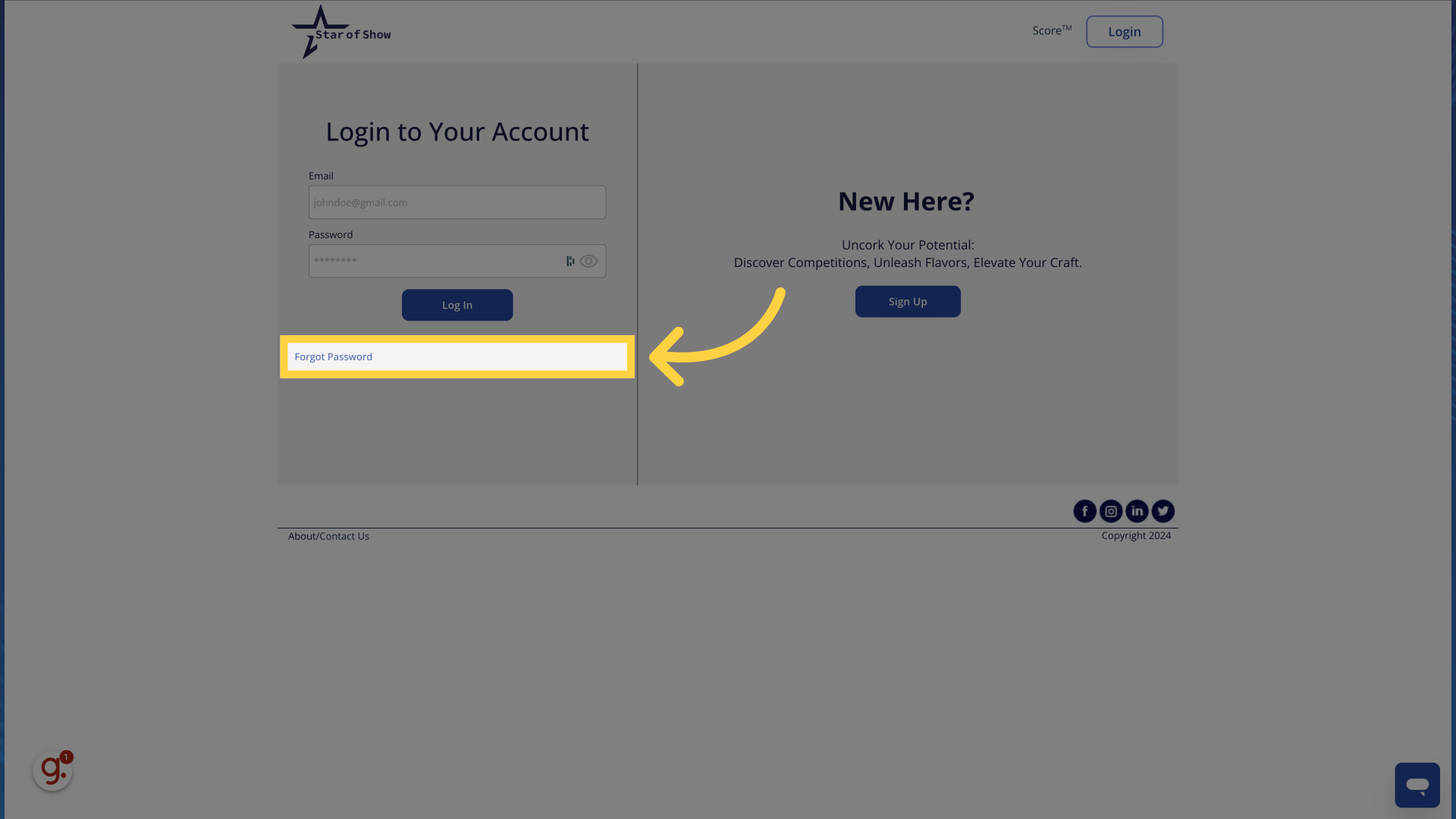 Click 'Forgot Password'
