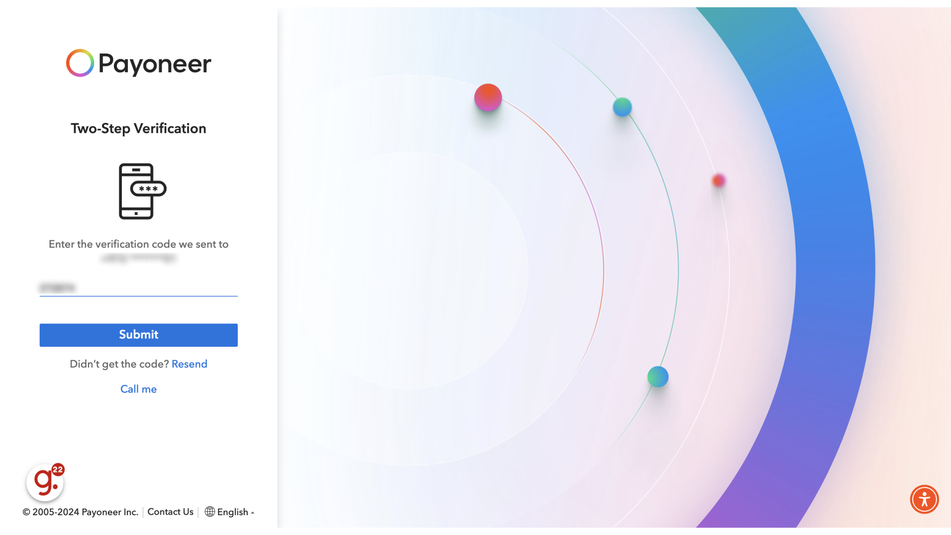 Fill your two-step verification code