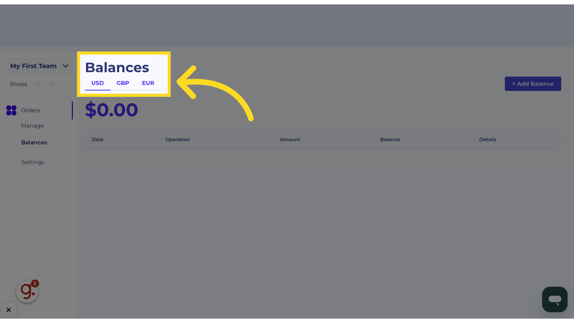 Choose what currency to load
