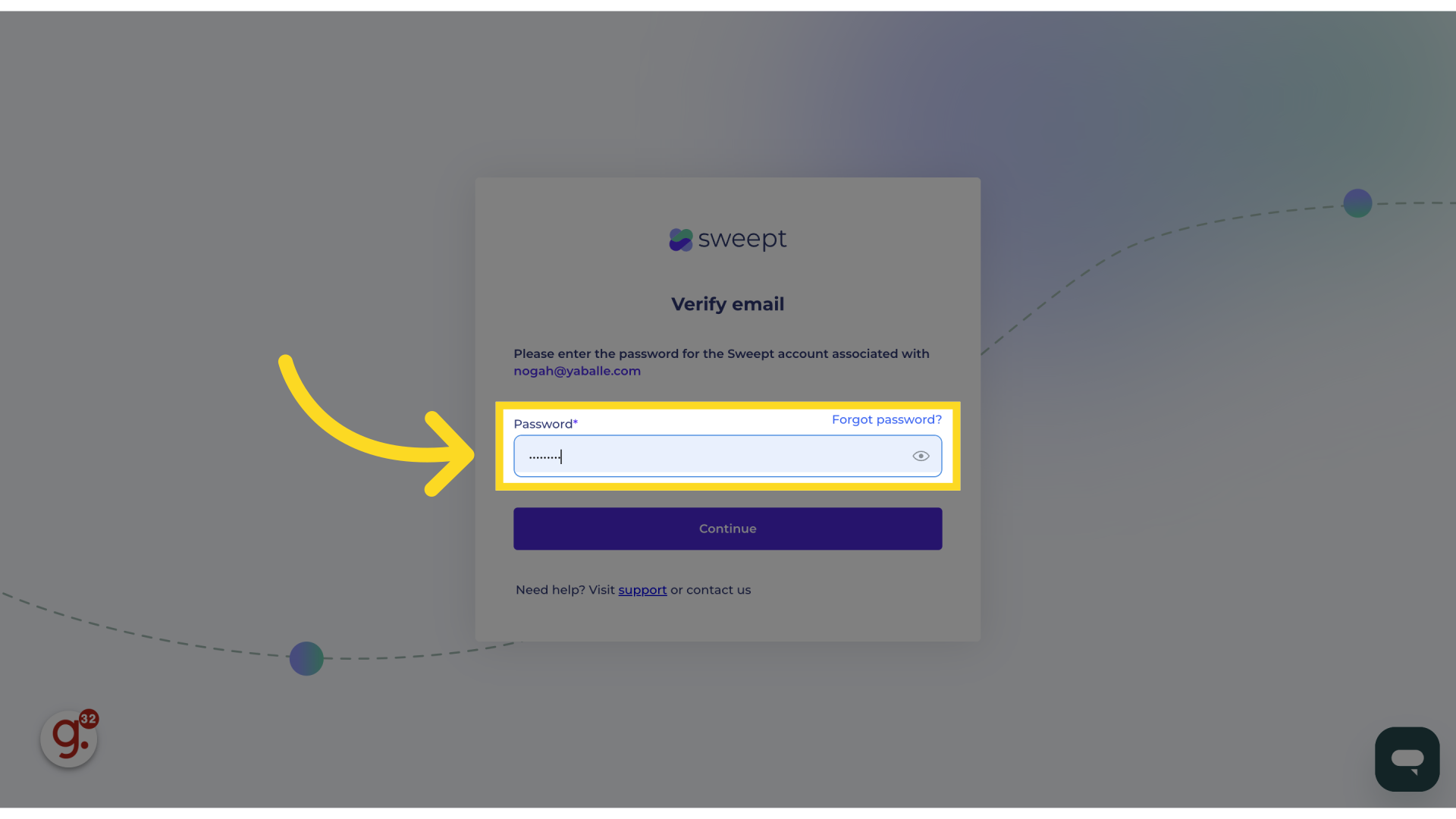 Fill 'Your password'