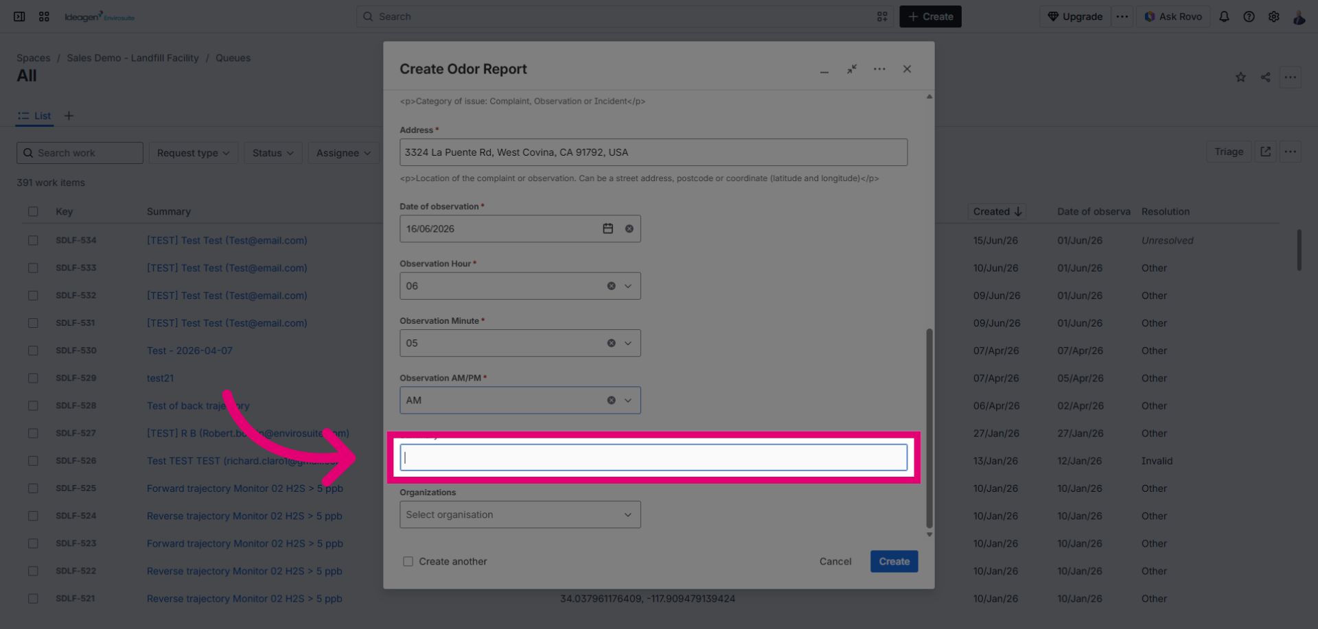 Access Summary Field