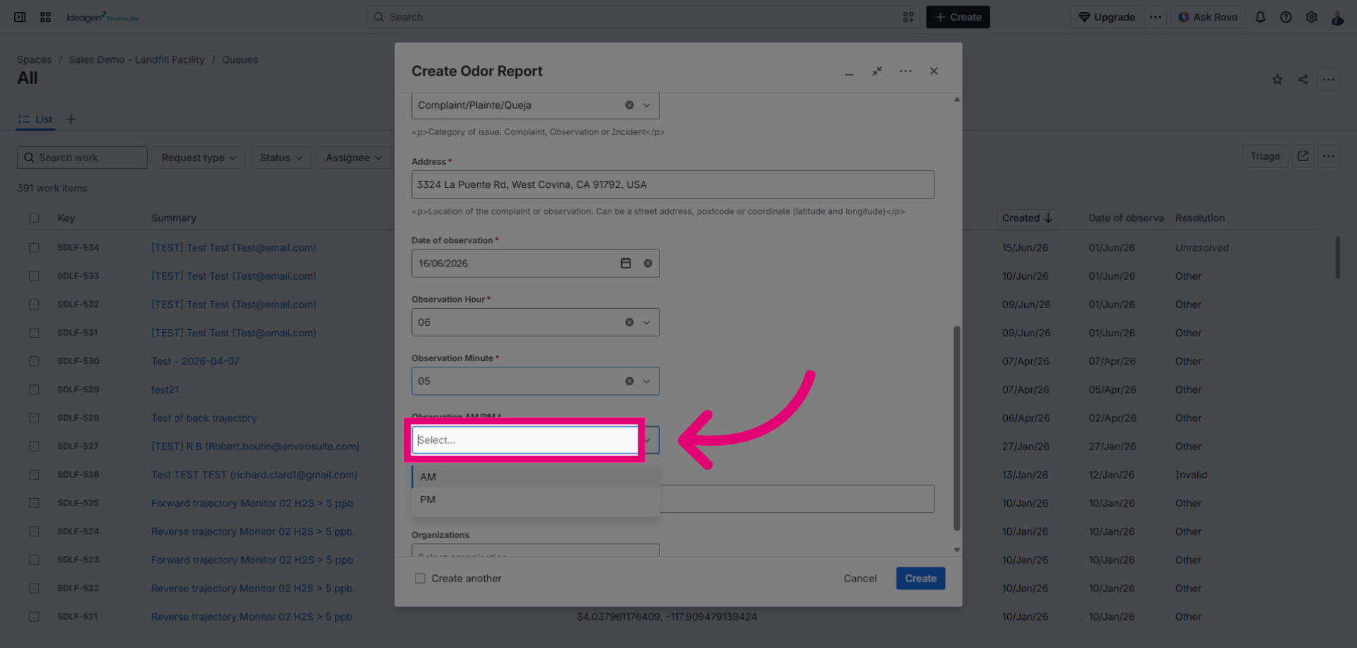 Open AM/PM Selector