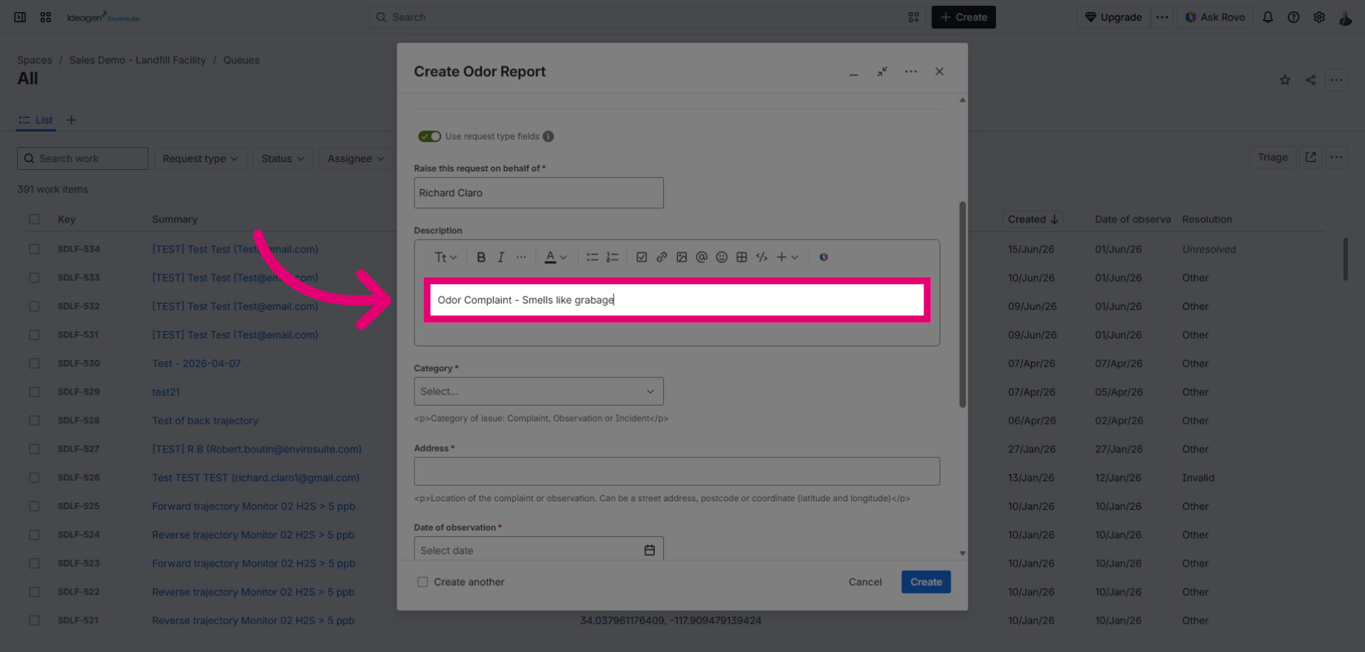 Enter Complaint Description