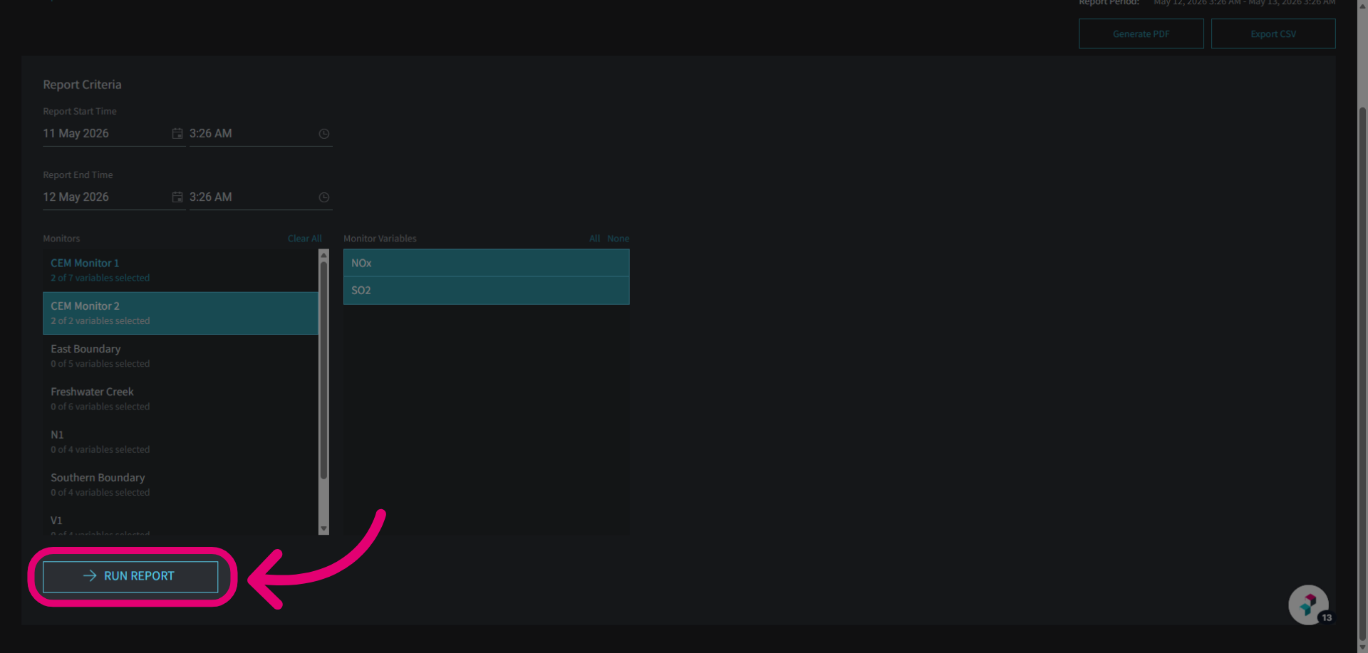 Click 'Run report'