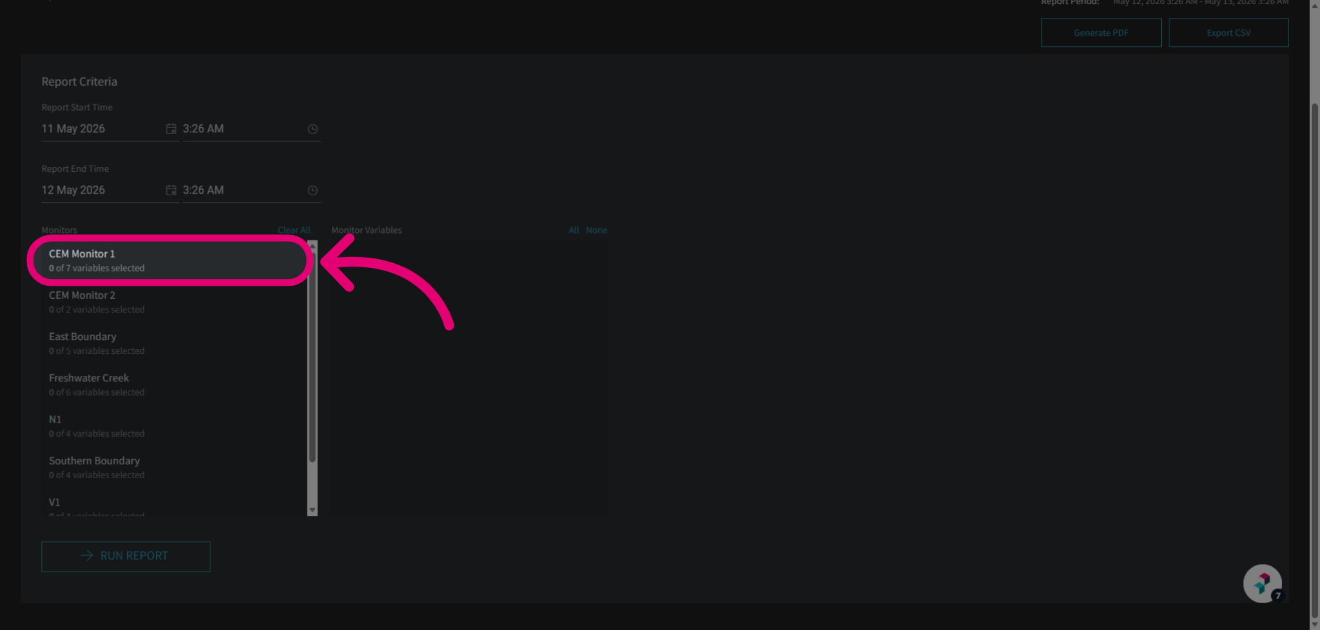 Select a monitor