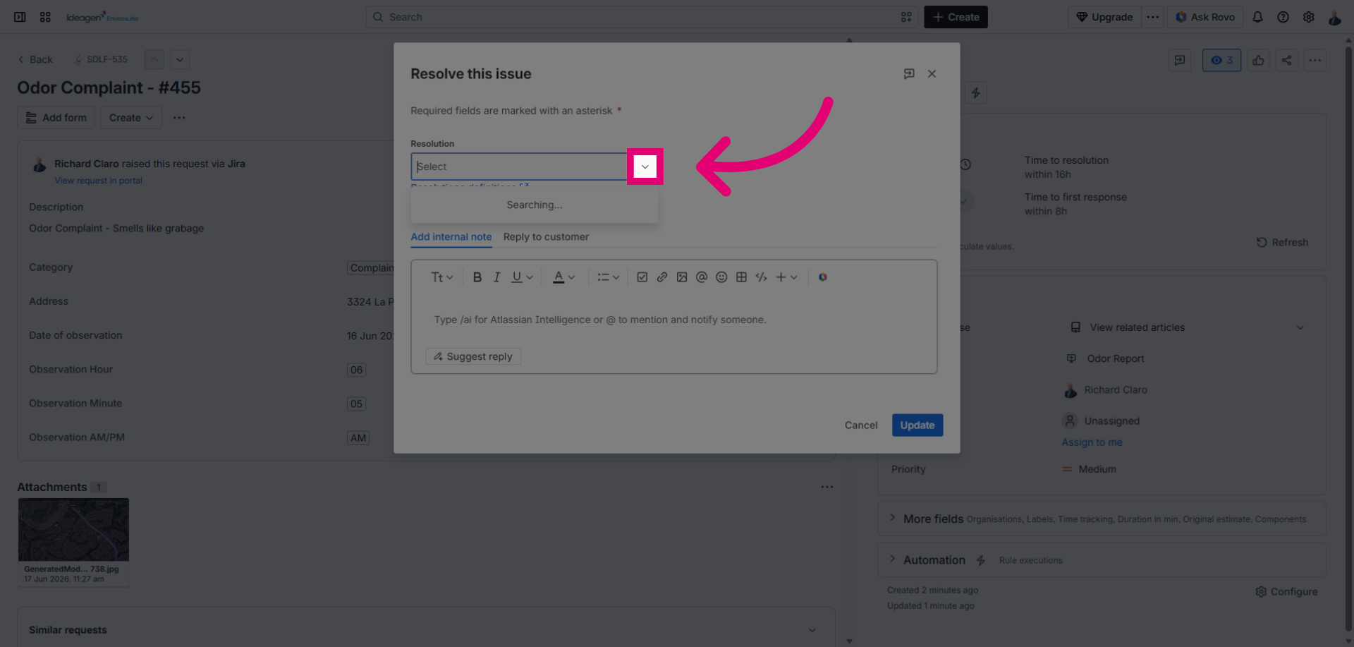 Confirm Resolution Action