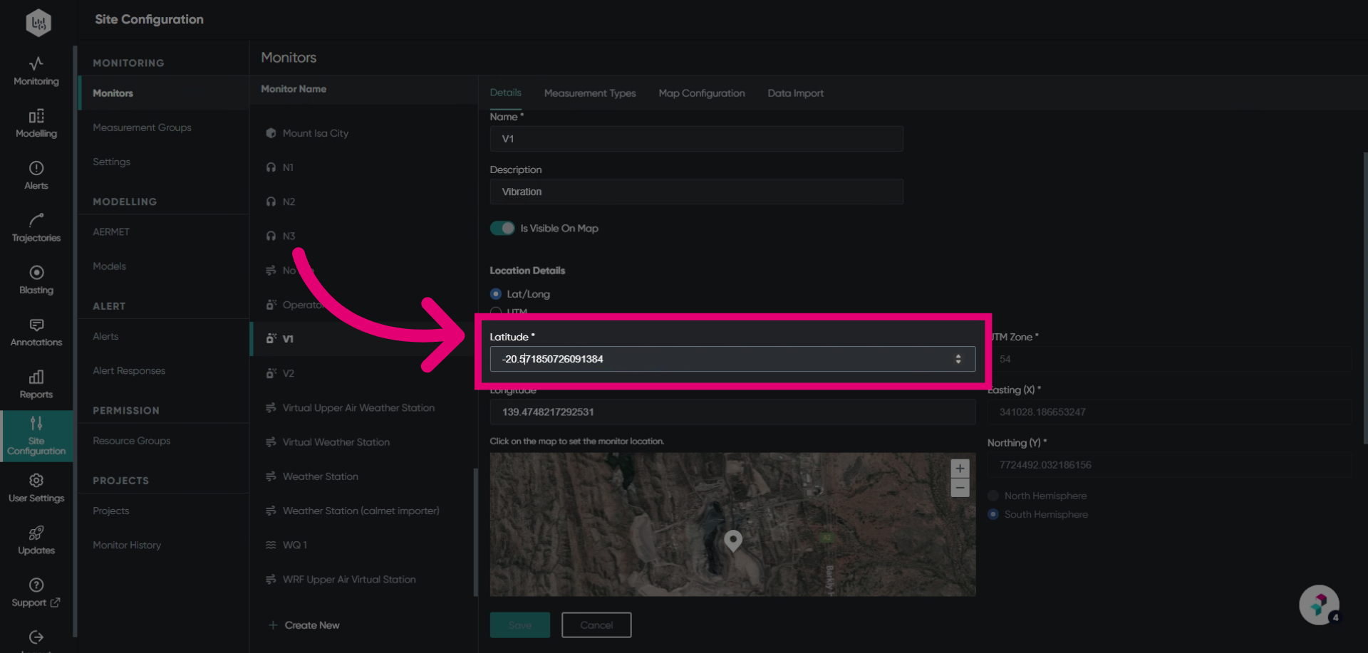 Update latitude coordinates