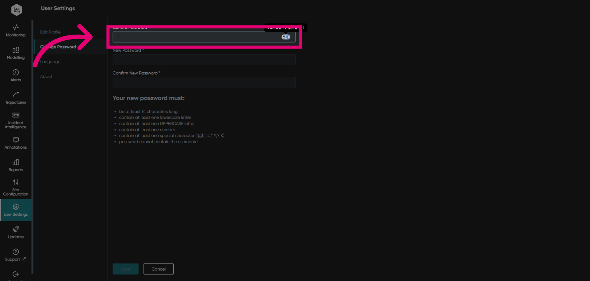 Select Current Password Field