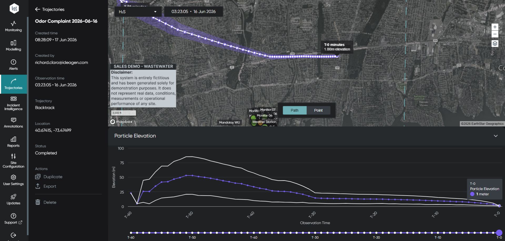 View configured backward trajectory