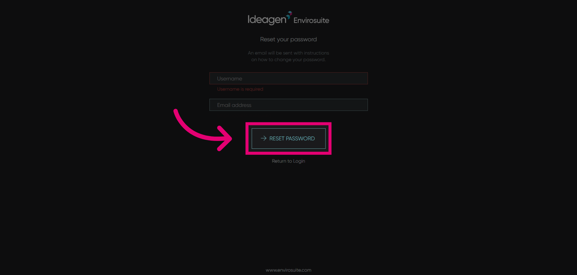 Submit Password Reset Request