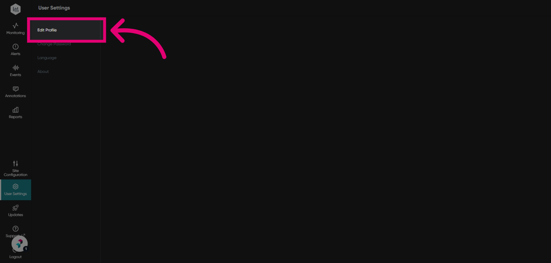 Open Edit Profile Section