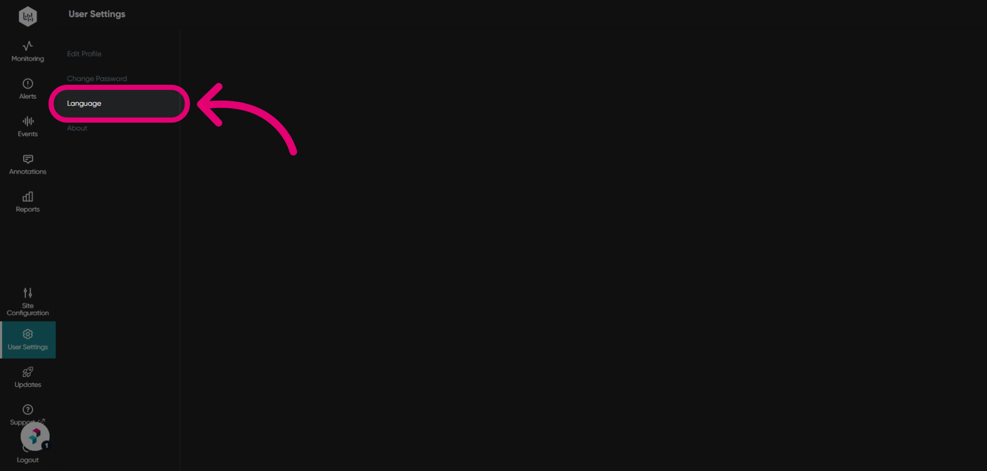 Click 'Language'