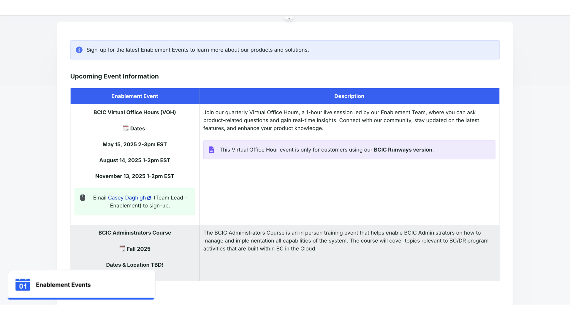 Enablement Events