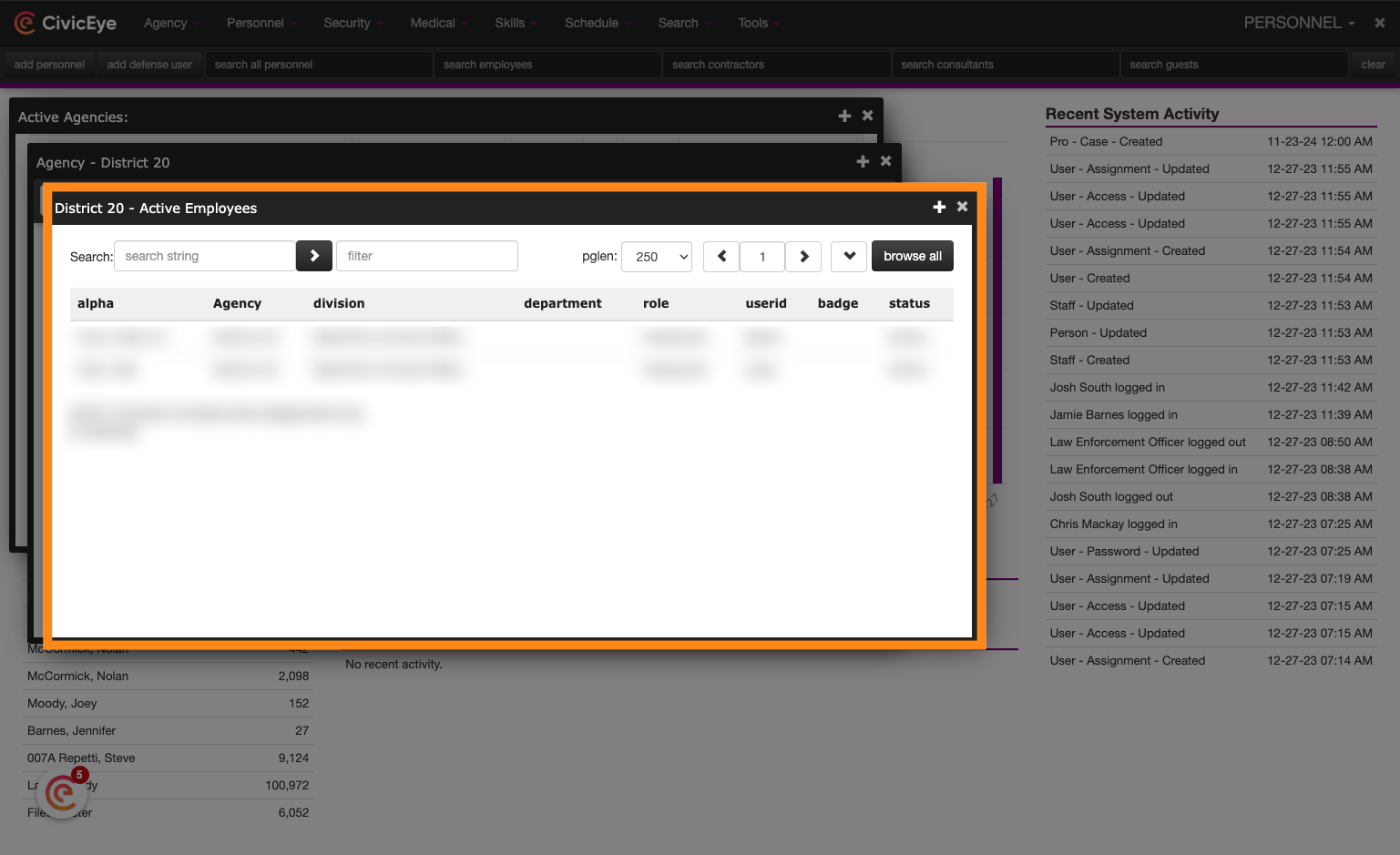 Review active employees
