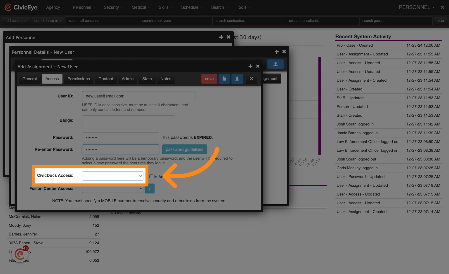 Set CivicDocs Access if applicable
