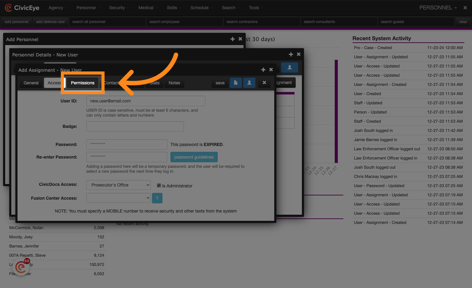 Set permissions