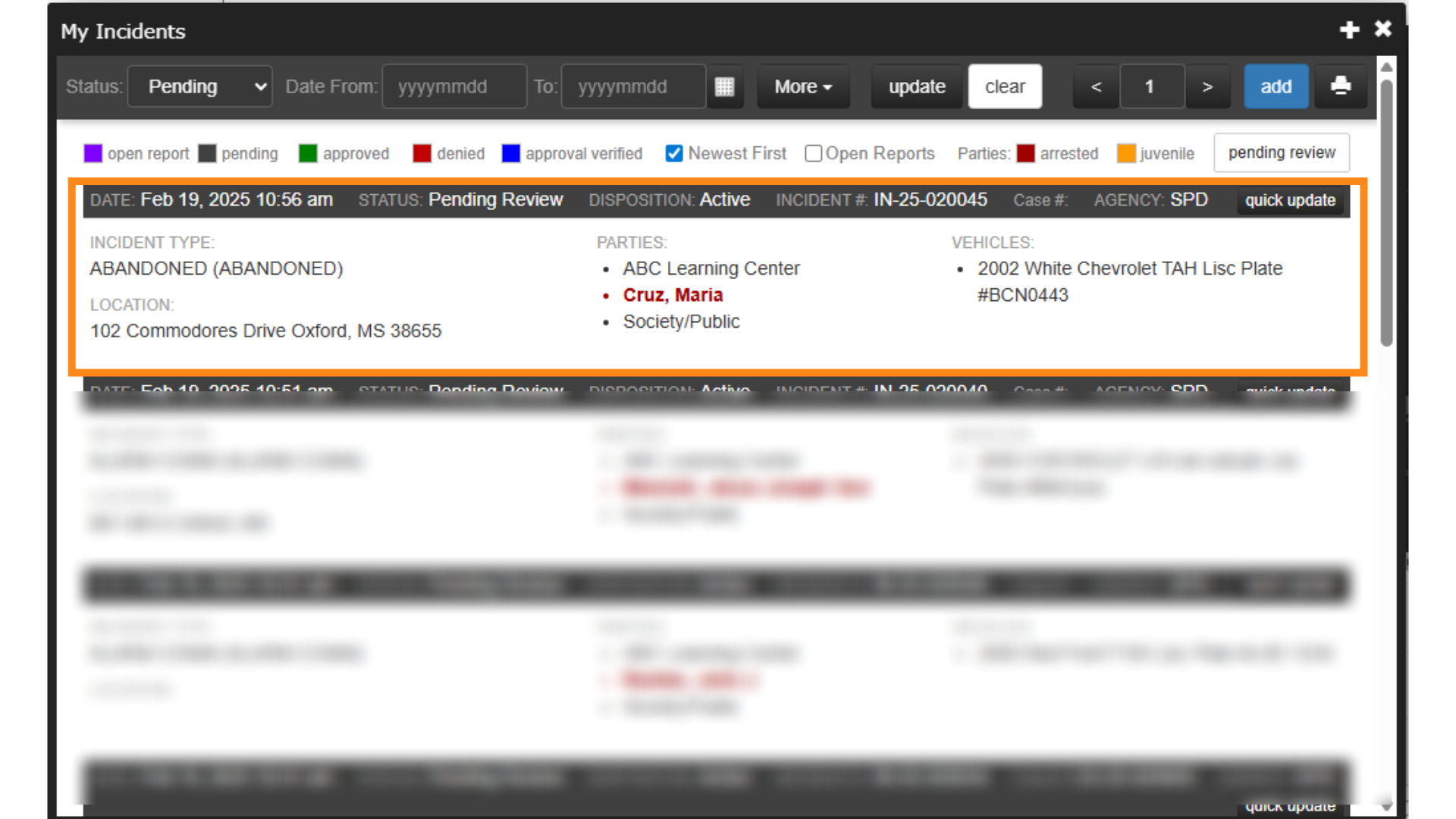 Pending Reports