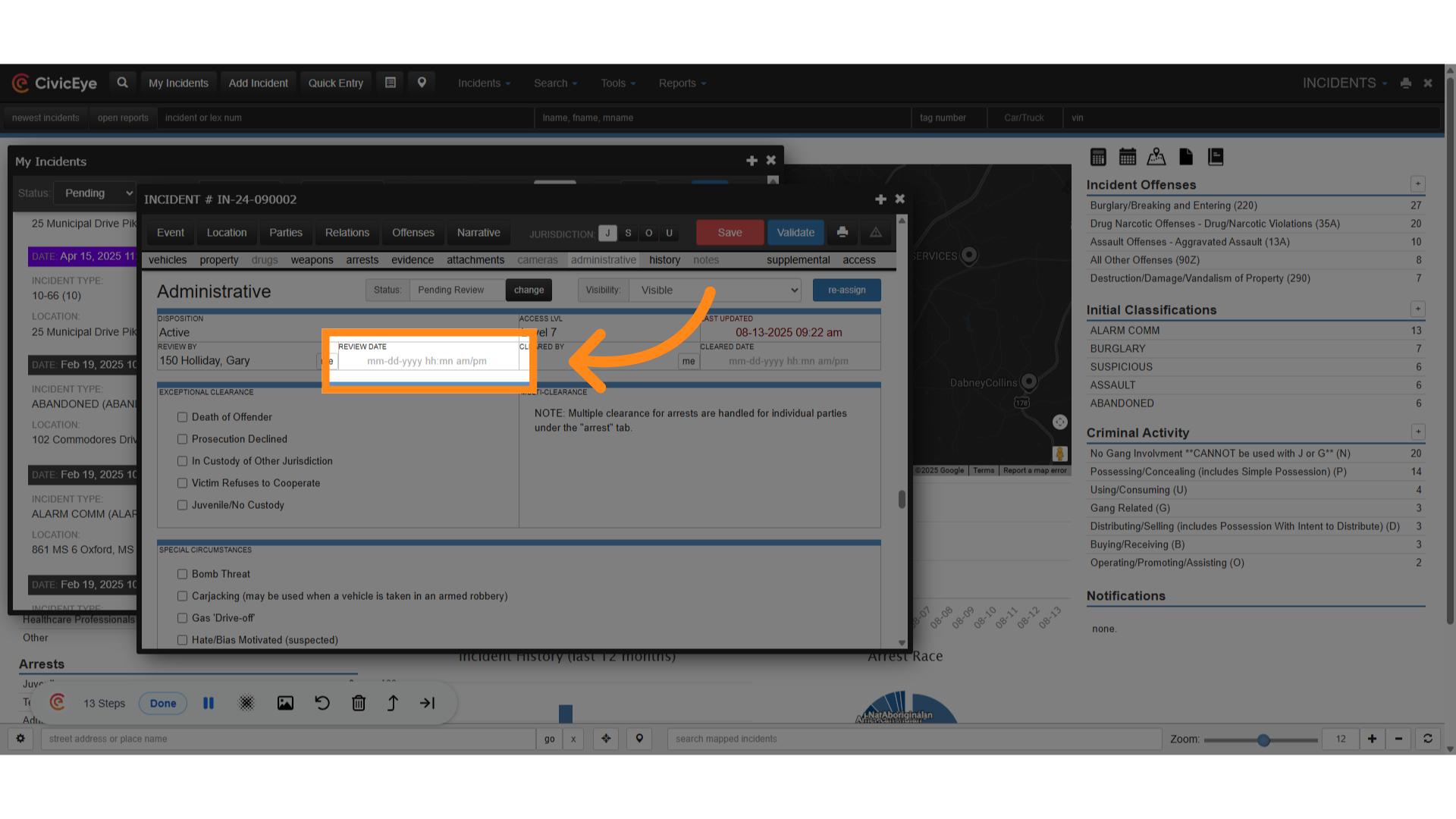 Select Review Date and Time