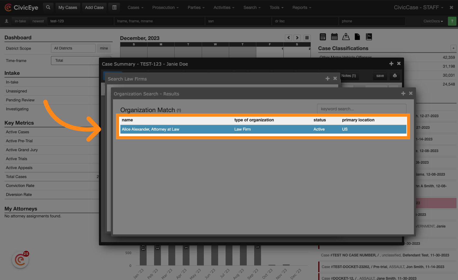 Choose the applicable Law Firm from the Search Results