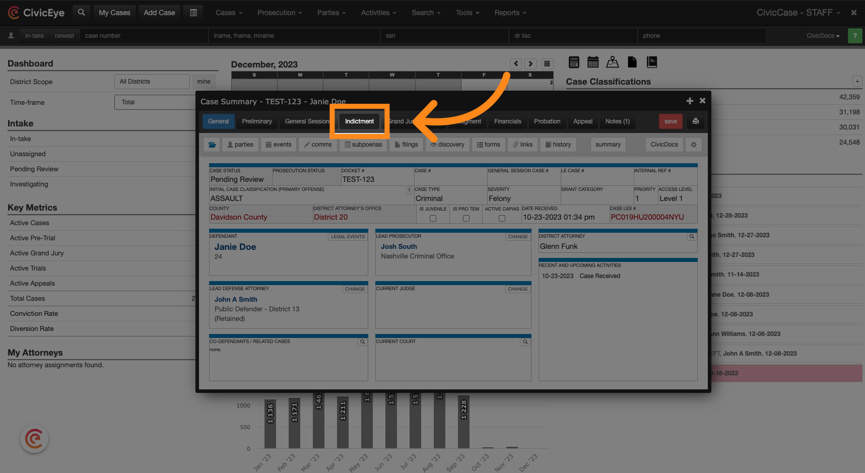 Navigate to the Indictment Tab