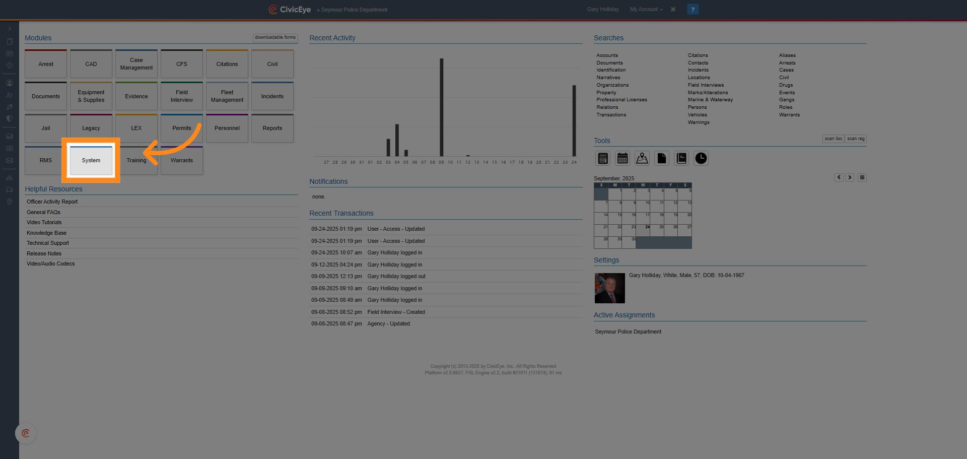 Select the System Module