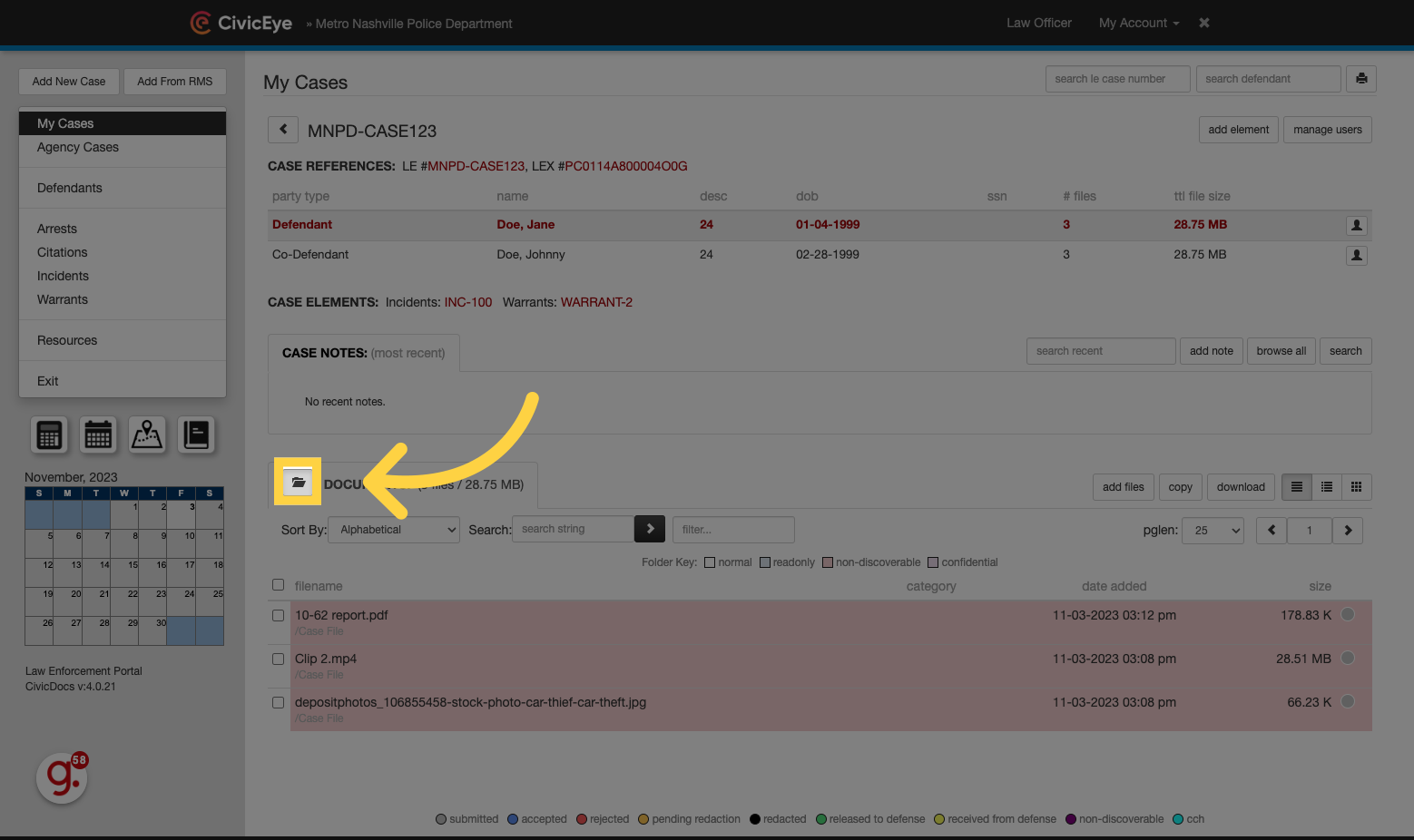 Accessing the Folder View