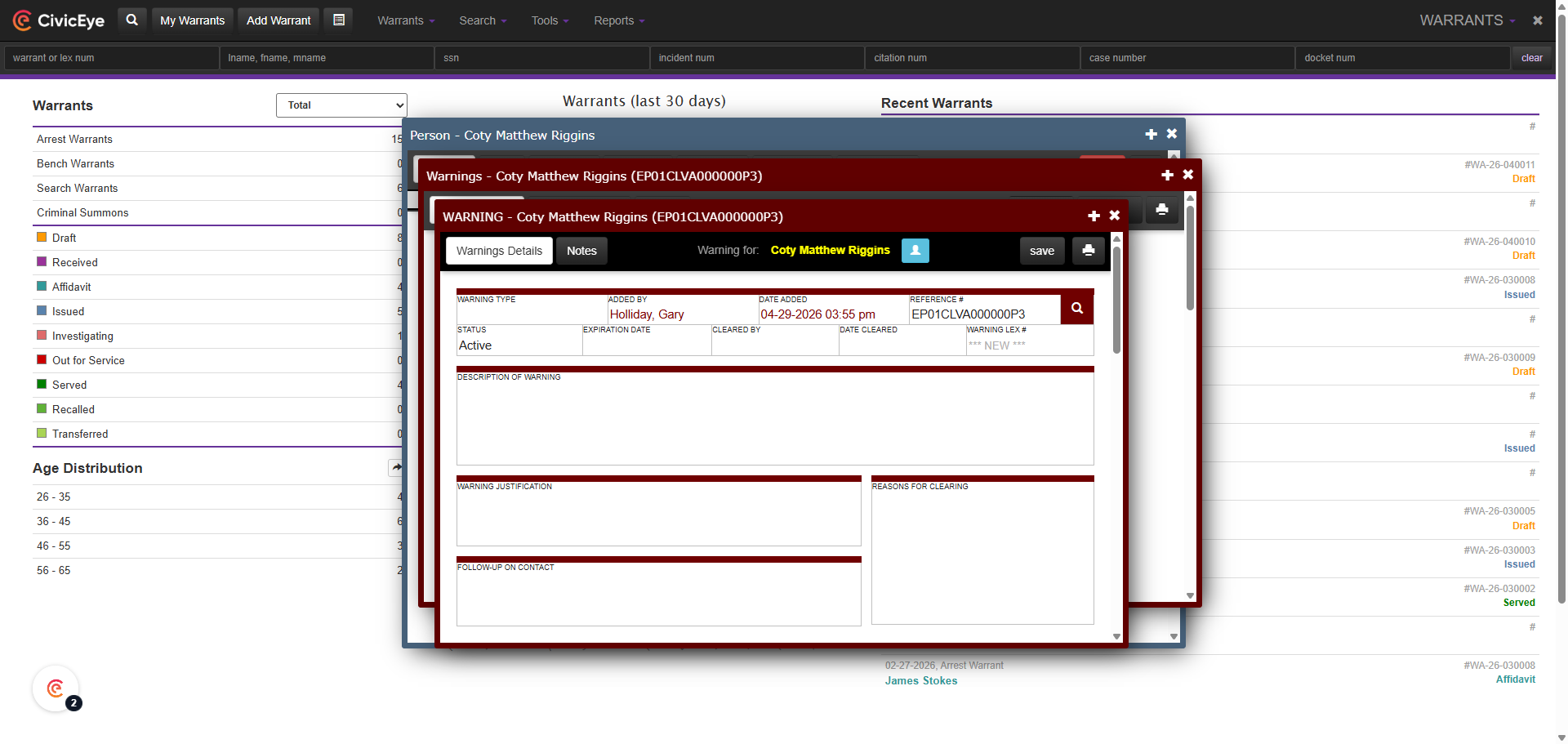 Open Warning Page