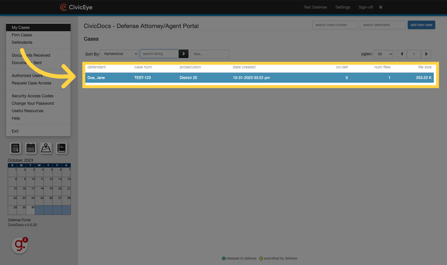 Opening a existing case