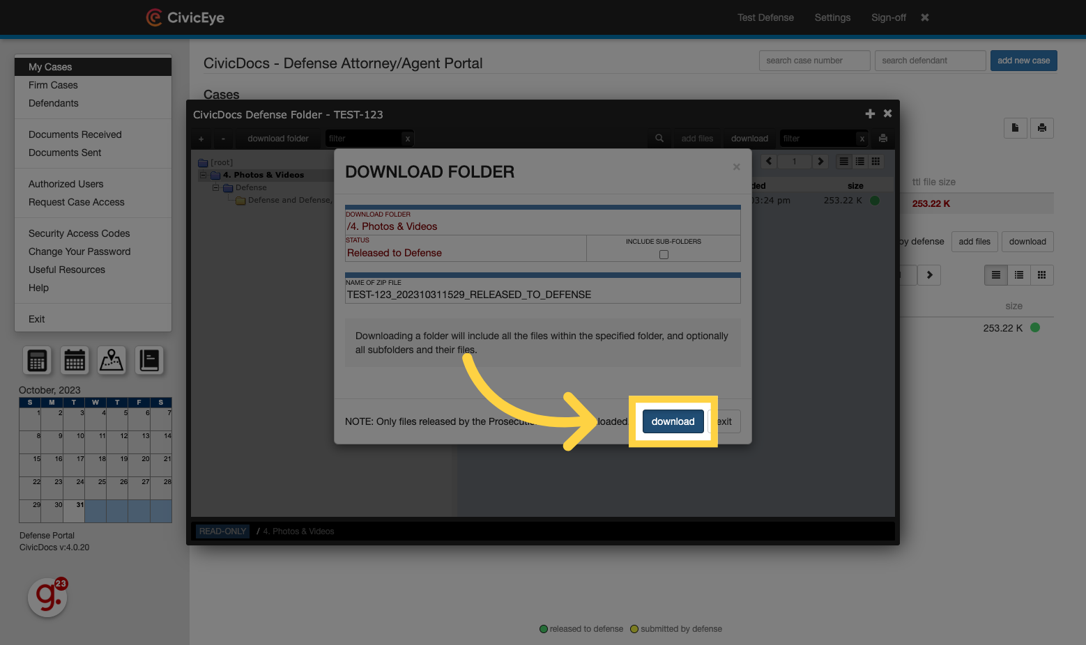 Click 'download' to confirm the download