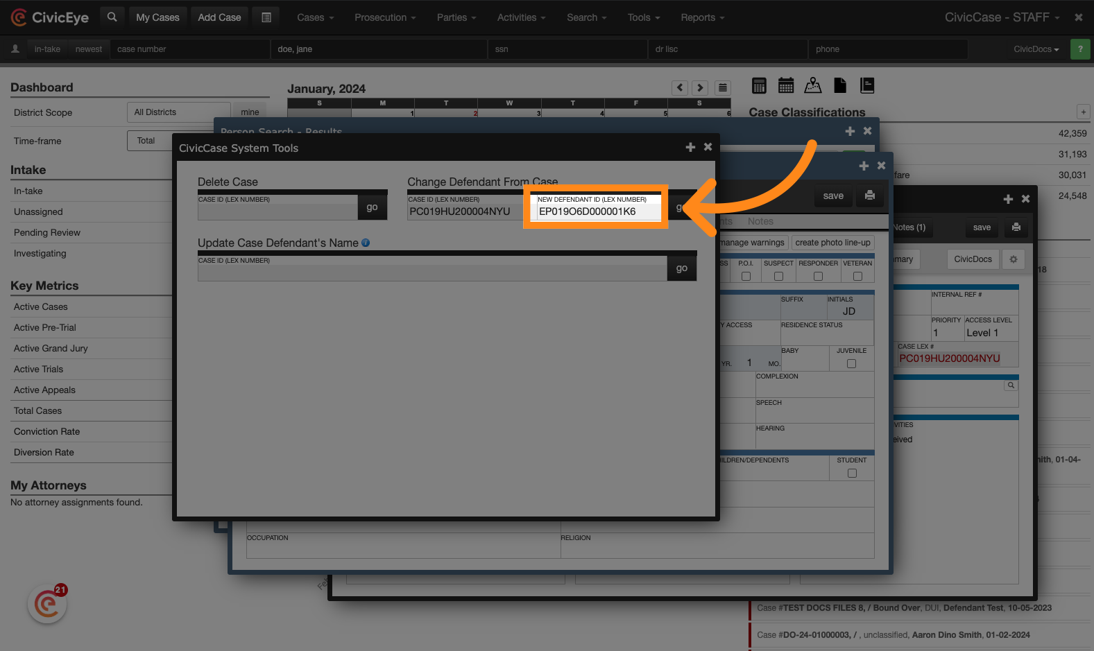 Enter the Person LEX ID into the System Tools Screen
