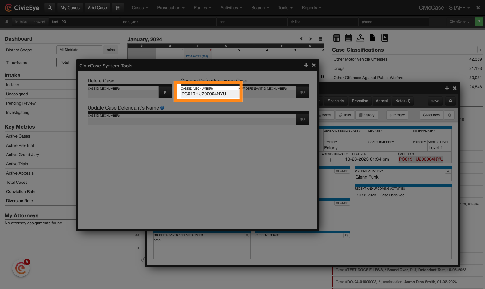 Enter the Case LEX ID to the System Tool screen