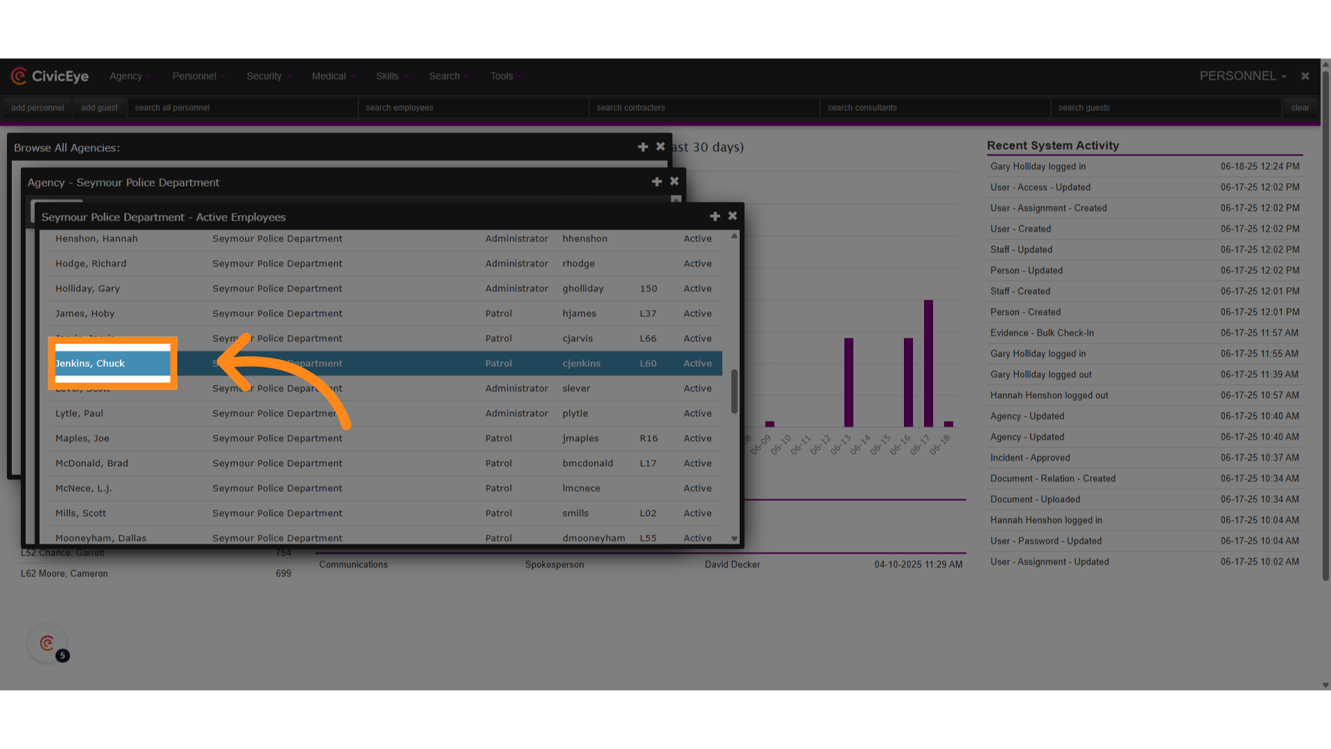 Locate the affected Employee Record